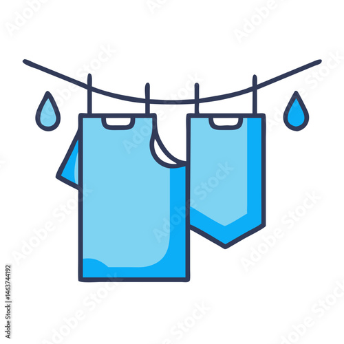Wet Laundry Hanging Icon Representing Drying Clothes and Household Chores