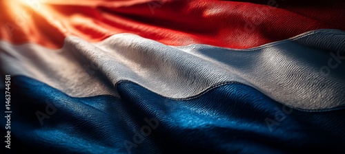 Wavy Netherland flag. Country independence day concept. Generative AI technology.	
