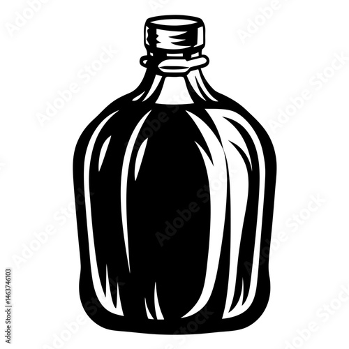 Monochrome Vector Illustration of a Wine or Spirit Bottle, Vintage Style