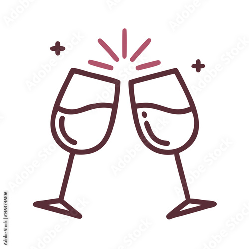 Clinking Wine Glasses Icon Representing Celebration and Toasting Ritual
