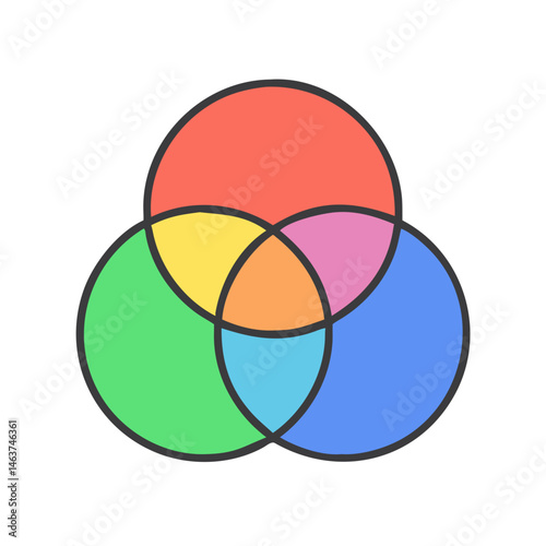 Color Circle Overlap Icon Representing Color Harmony and Visual Balance