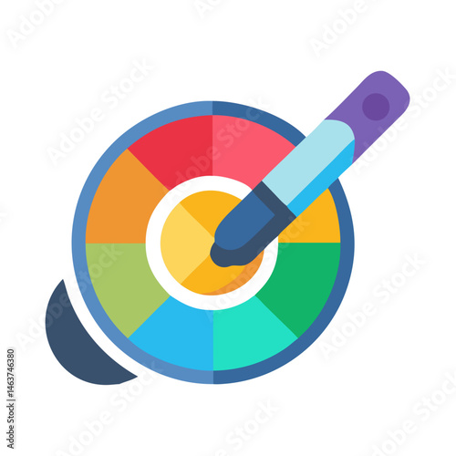Colour Picker Tool on Palette Icon Representing Color Selection and Digital Design