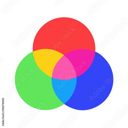Color Circle Overlap Icon Representing Color Harmony and Visual Balance