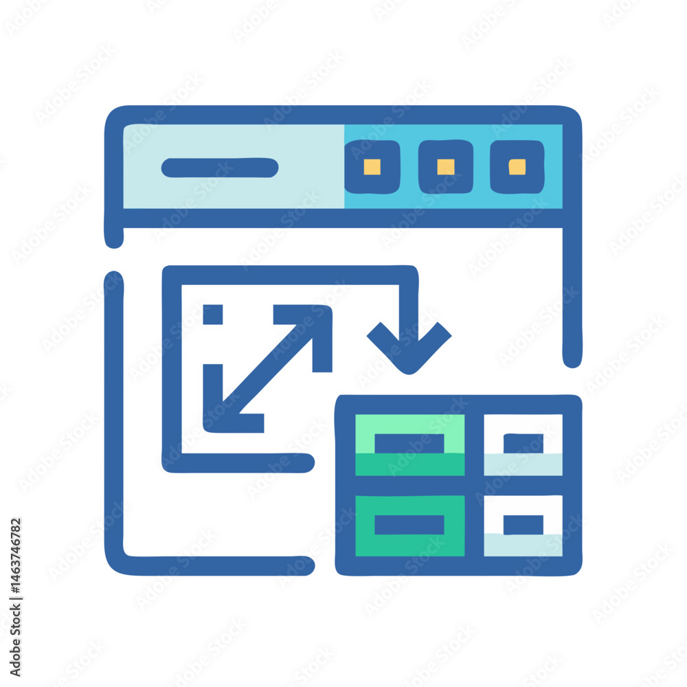 Design Interface with Arrow and Library Icon Representing Asset Management and Creative Workflow Design Interface with Arrow and Library Icon Representing Asset Management and Creative Workflow