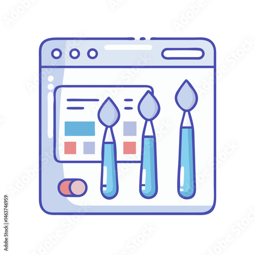 Digital Art Interface with Brushes Icon Representing Creative Drawing and Illustration Tools
