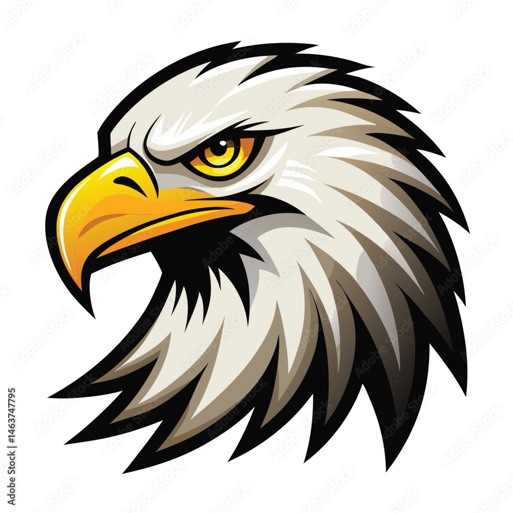 Obraz premium Fierce Bald Eagle Head Mascot Vector Logo Illustration