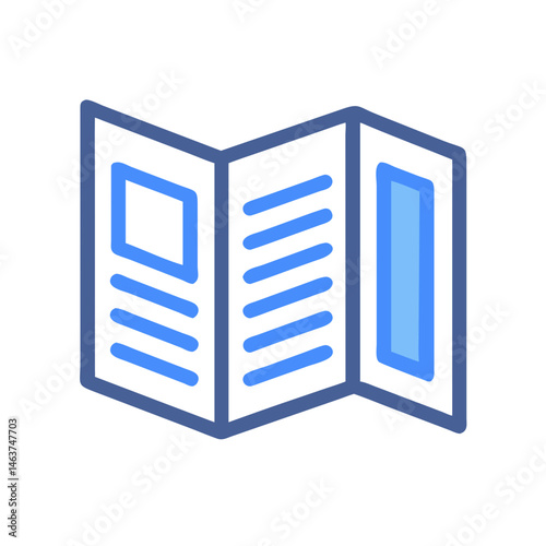 Folded Paper Layout Icon Representing Brochure Design and Print Marketing Material