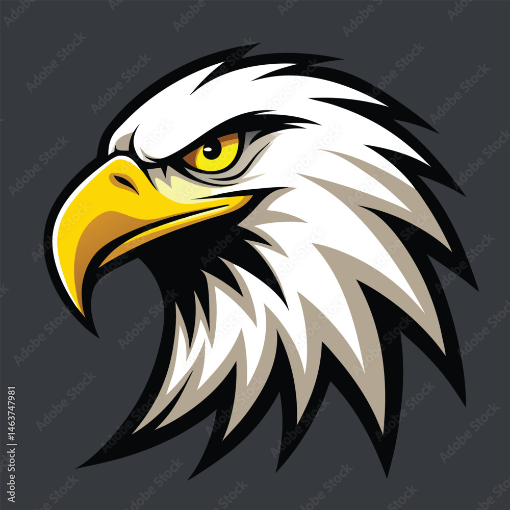 Fototapeta premium Fierce Bald Eagle Head Mascot Vector Logo Illustration