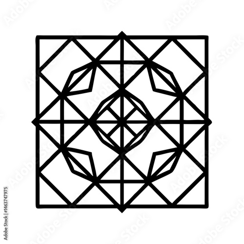 Geometric Tile Ornament Icon with Diamond Pattern Representing Decorative Surface Design