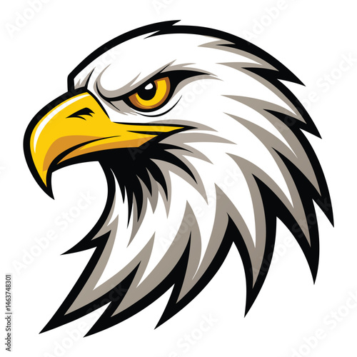 Fierce Bald Eagle Head Mascot Vector Logo Illustration