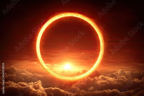 The Ring of Fire An Annular Solar Eclipse Shining Through the Clouds