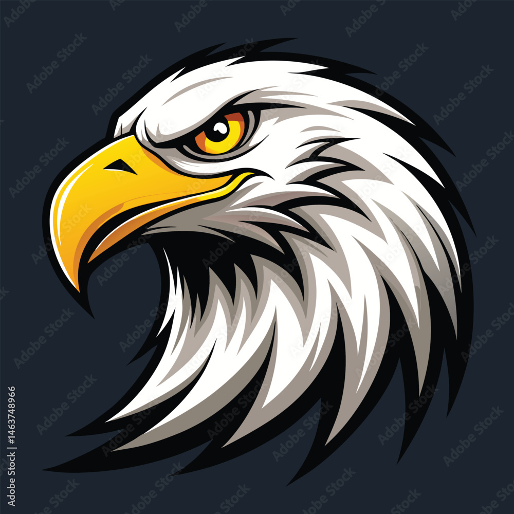 Fototapeta premium Fierce Bald Eagle Head Mascot Vector Logo Illustration