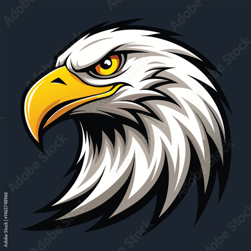 Fierce Bald Eagle Head Mascot Vector Logo Illustration