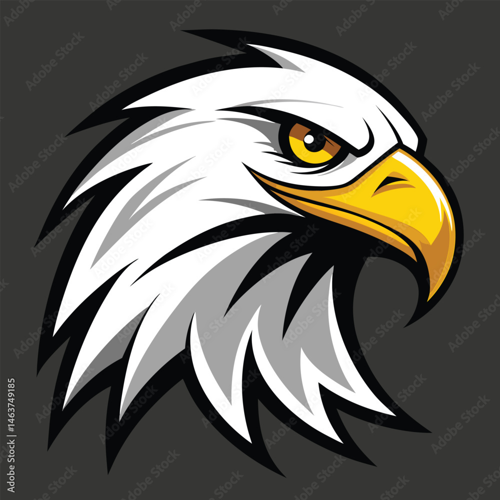 Obraz premium Fierce Bald Eagle Head Mascot Vector Logo Illustration