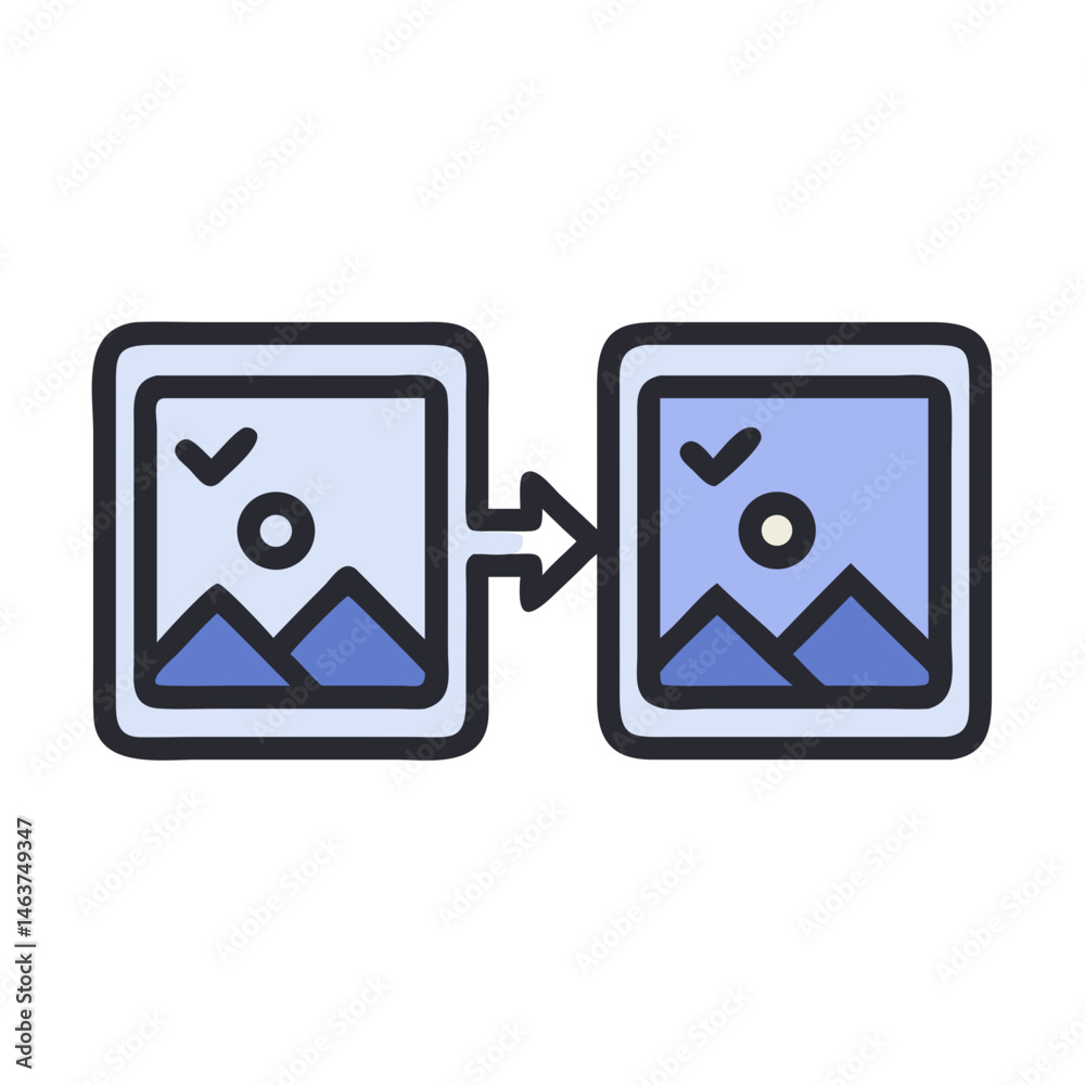 Image Comparison Tool Icon Representing Before and After Visual Editing Results Image Comparison Tool Icon Representing Before and After Visual Editing Results