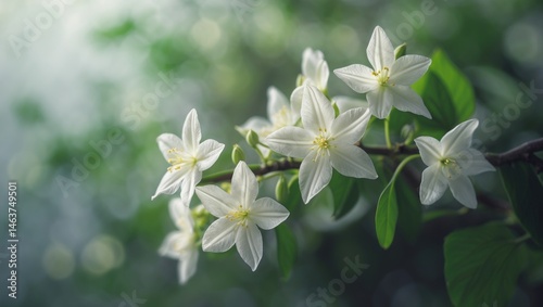 Detailed view of a fragile flower decorating a botanical branch