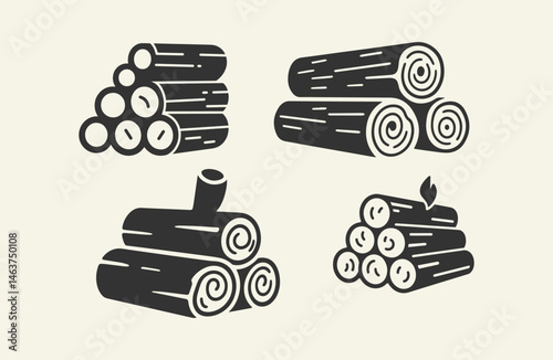 Set of wood pile logo design illustration
