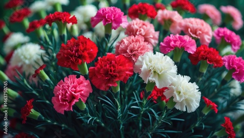 Obraz na płótnie Beautiful Dianthus blossom showcasing petals, leaves, and stems in a nature-inspired setting w salonie