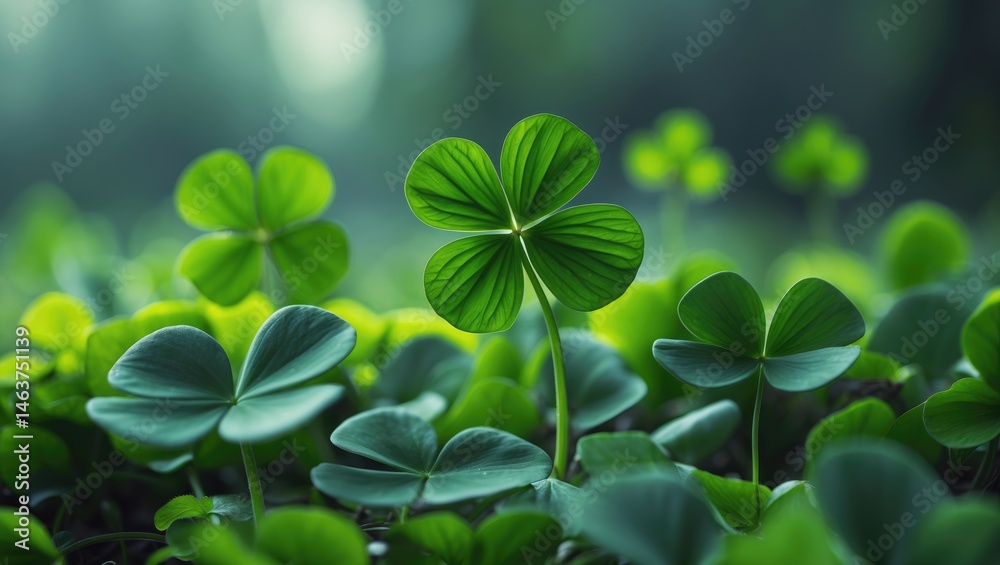Exploring the Green Foliage of Oxalis and Clover in Forests and Gardens