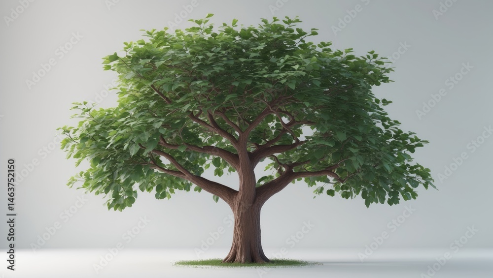 Obraz premium Lone large old tree standing alone against a white backdrop