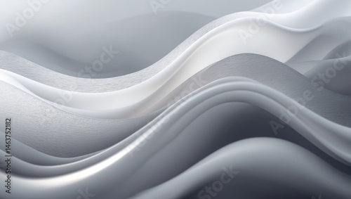 Abstract gray-white background with a soft, blurred silk wave pattern emphasizing luxury, minimalism, and silver gradient effects.