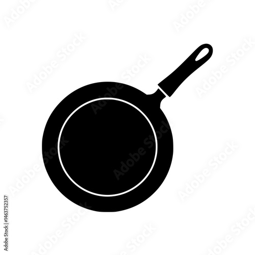 Black silhouette of a frying pan with a handle