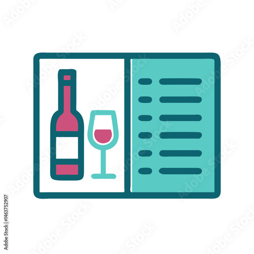 Wine List Menu Icon Representing Beverage Selection and Drink Options