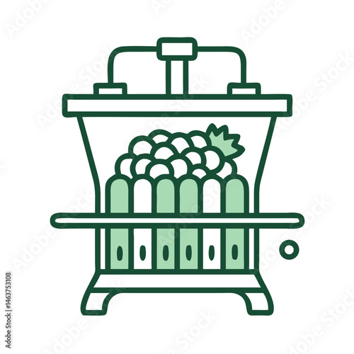 Wine Press with Grapes Icon Representing Traditional Winemaking and Grape Processing