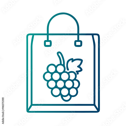 Wine Shopping Bag with Grapes Icon Representing Wine Purchase and Grape Products