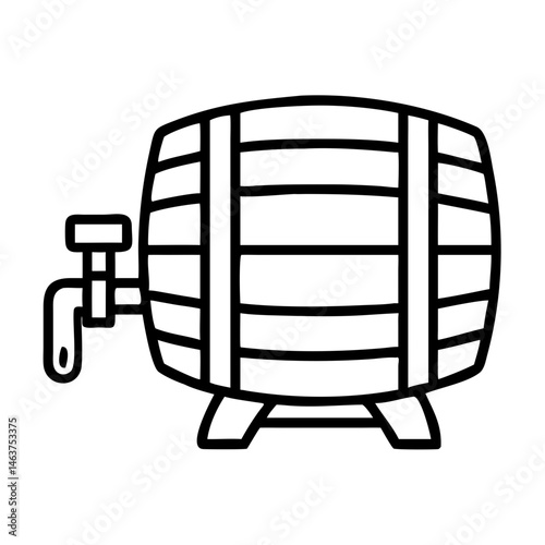 Wooden Wine Barrel Icon Representing Aging and Storage in Traditional Winemaking