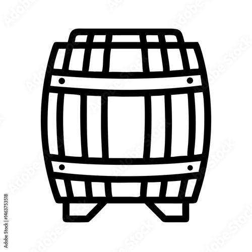 Wooden Wine Barrel Icon Representing Traditional Storage and Aging