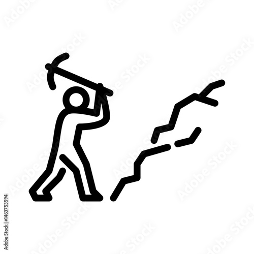miner outline icon. figure mining line art illustration.
