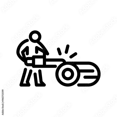 lumberjack cutting wood outline icon. figure woodcutting line art illustration.