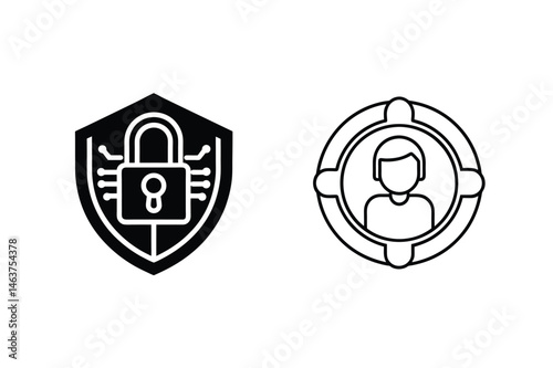 Cybersecurity and data protection icon concepts for user privacy and targeted protection