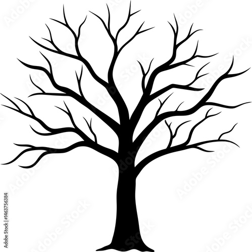 
Leafless Bare Tree Silhouette with Twisted Curved Branches, Black Creepy old dead Naked trees without leaves spooky Forest Silhouette design for Halloween and Winter event Nature theme decoration
