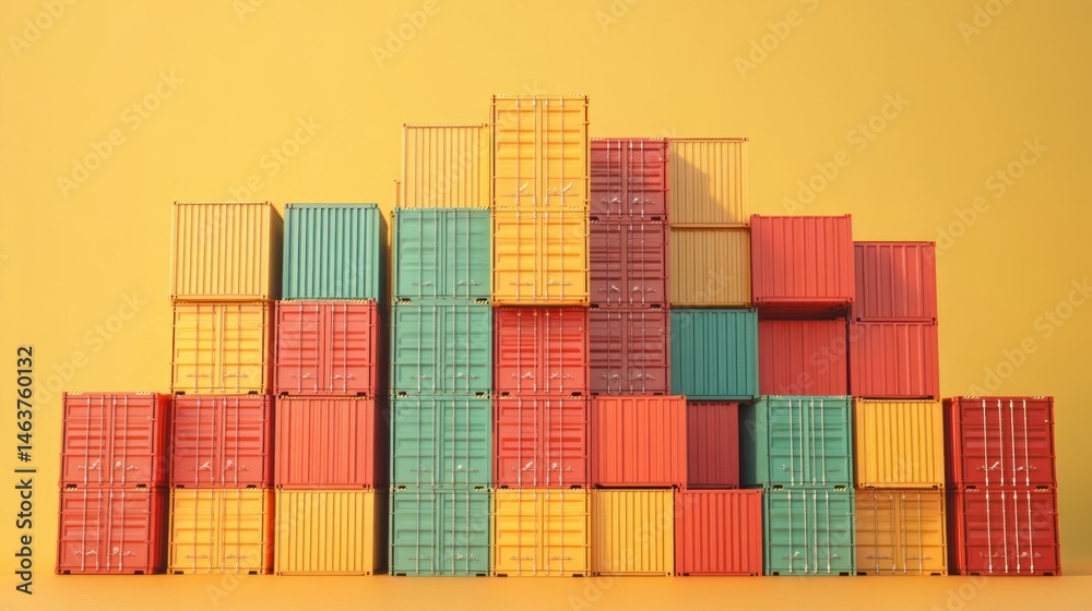 Fototapeta premium Colorful shipping containers stacked high