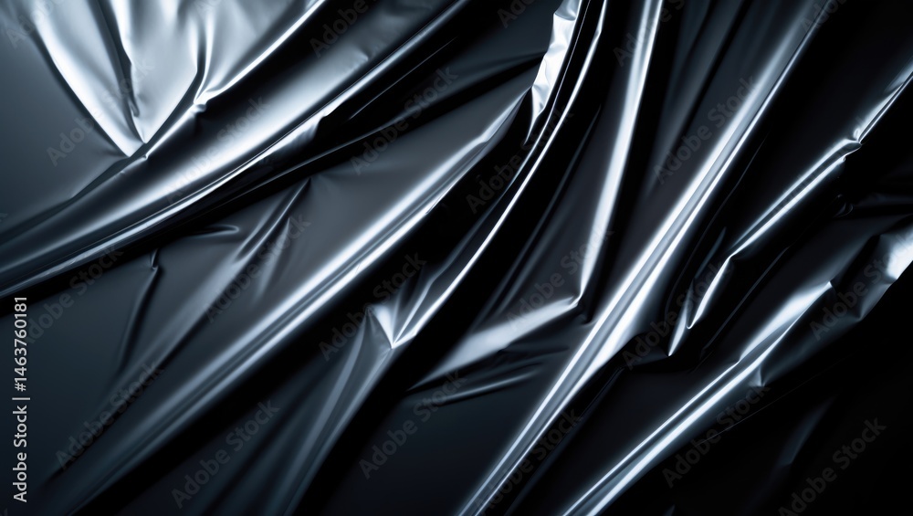 Fototapeta premium Abstract layout of glossy plastic wrap with crumple and fold effects on surface
