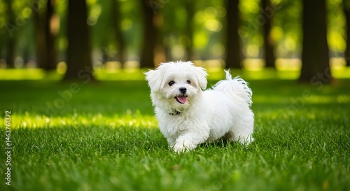 White Maltese Dog on Green Grass