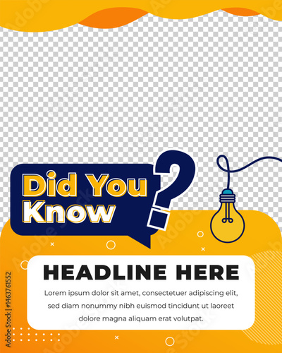 Fact information social media post template design with place for the photo