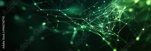Glowing tech network of connected green points