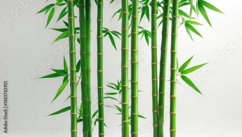 White Background Featuring Isolated Lucky Bamboo and Tree Pattern with Clipping Path