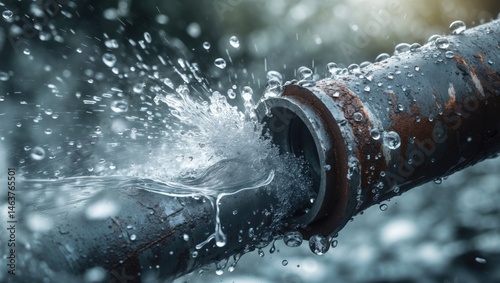 Wallpaper Mural Corroded pipe emitting water under pressure due to leak Torontodigital.ca