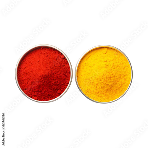 Kumkum and haldi one plate isolated on transparent background.