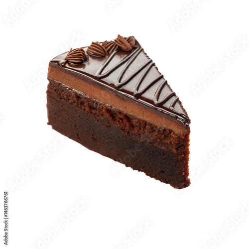 Irresistible Dark Chocolate Cake Slice with Rich Chocolate Frosting and Smooth Ganache - A Heavenly Treat for Chocolate Lovers and Dessert Enthusiasts