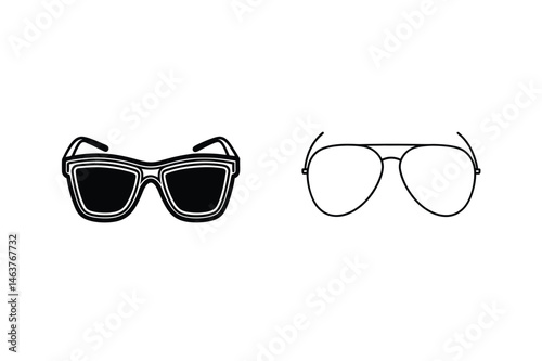 Stylish sunglasses collection vector illustration showcasing modern and classic eyewear designs