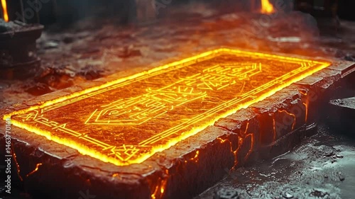 Forging a Legendary Rune Stone: A fiery forge scene