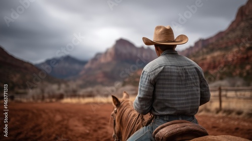 Wallpaper Mural Zion national park cowboy riding horse in nature’s distant views Torontodigital.ca