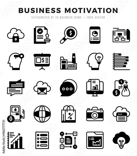 Business Motivation Lineal Filled icons. Vector Lineal Filled illustration.