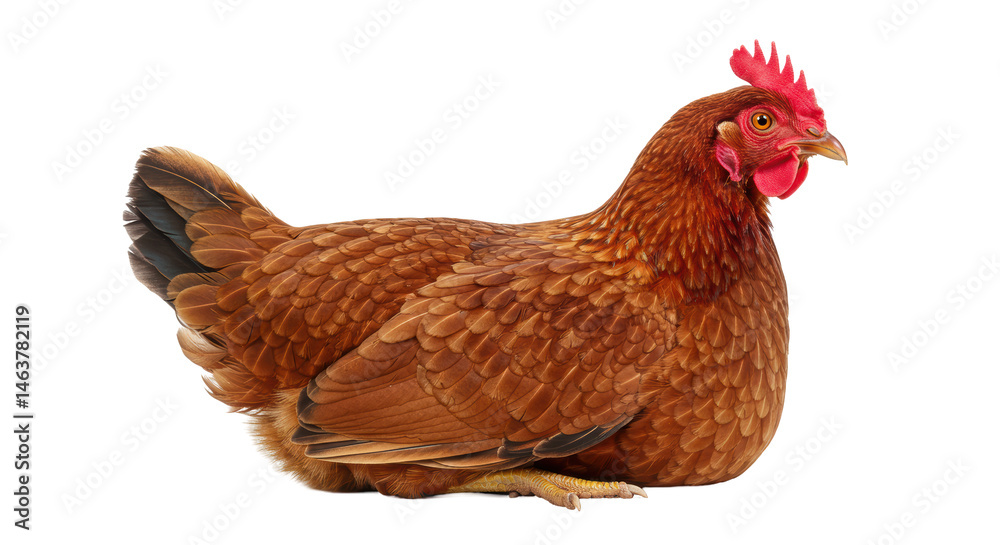 Fototapeta premium Isolated Side Profile of a Brown Hen Resting