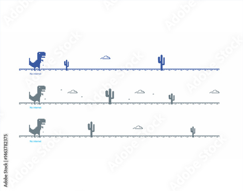 no enternet, checking the network cables, modem, and router, There is no internet connection, No internet connection pixel dinosaur offline art bad connection vector computer digital web concept